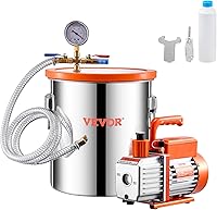 Vista 12 de VEVOR Cámara de vacío de 1.5 galones y kit de bomba de 3.5 CFM, cámara de acero inoxidable, kit de cámara de desgasificación de bomba de vacío