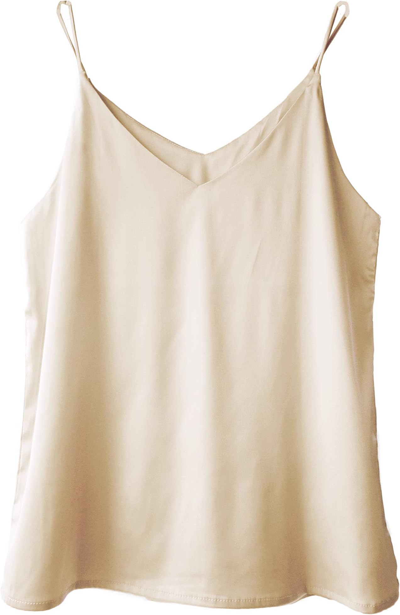 Womens Silk Satin Camisole Cami Plain Strappy Vest Top T-Shirt Blouse Tank Shirt V-Neck Spaghetti Strap XS-4X