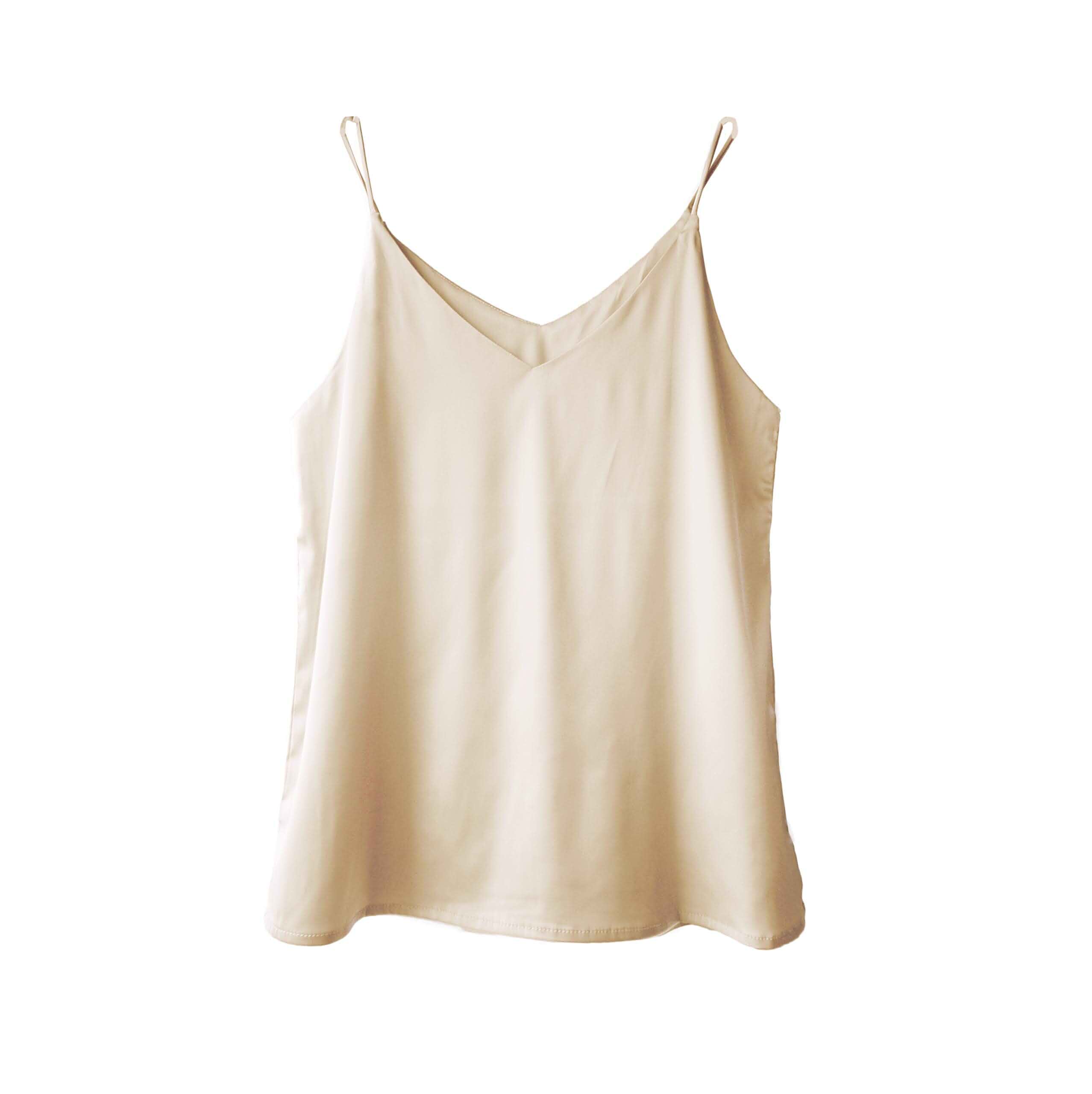 Wantschun Womens Silk Satin Camisole Cami Plain Strappy Vest Top T-Shirt Blouse Tank Shirt V-Neck Spaghetti Strap XS-4X Regular