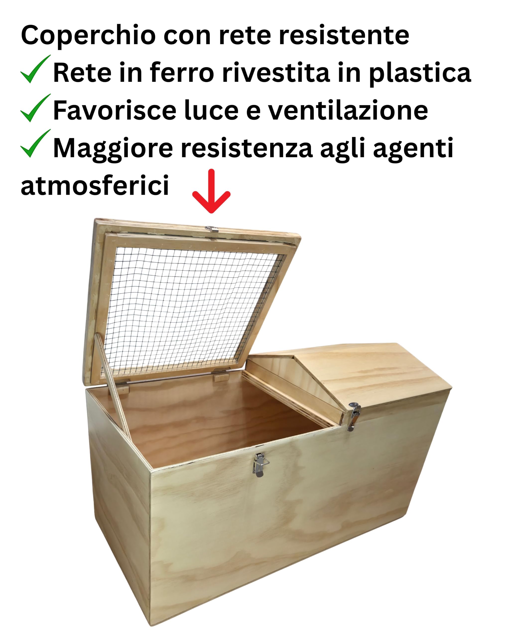 Terrario Tartarughe Terra da Esterno, adatto al Letargo, Casetta per Tartarughe di Terra in Legno d'Abete Fenolico con Vernice Protettiva