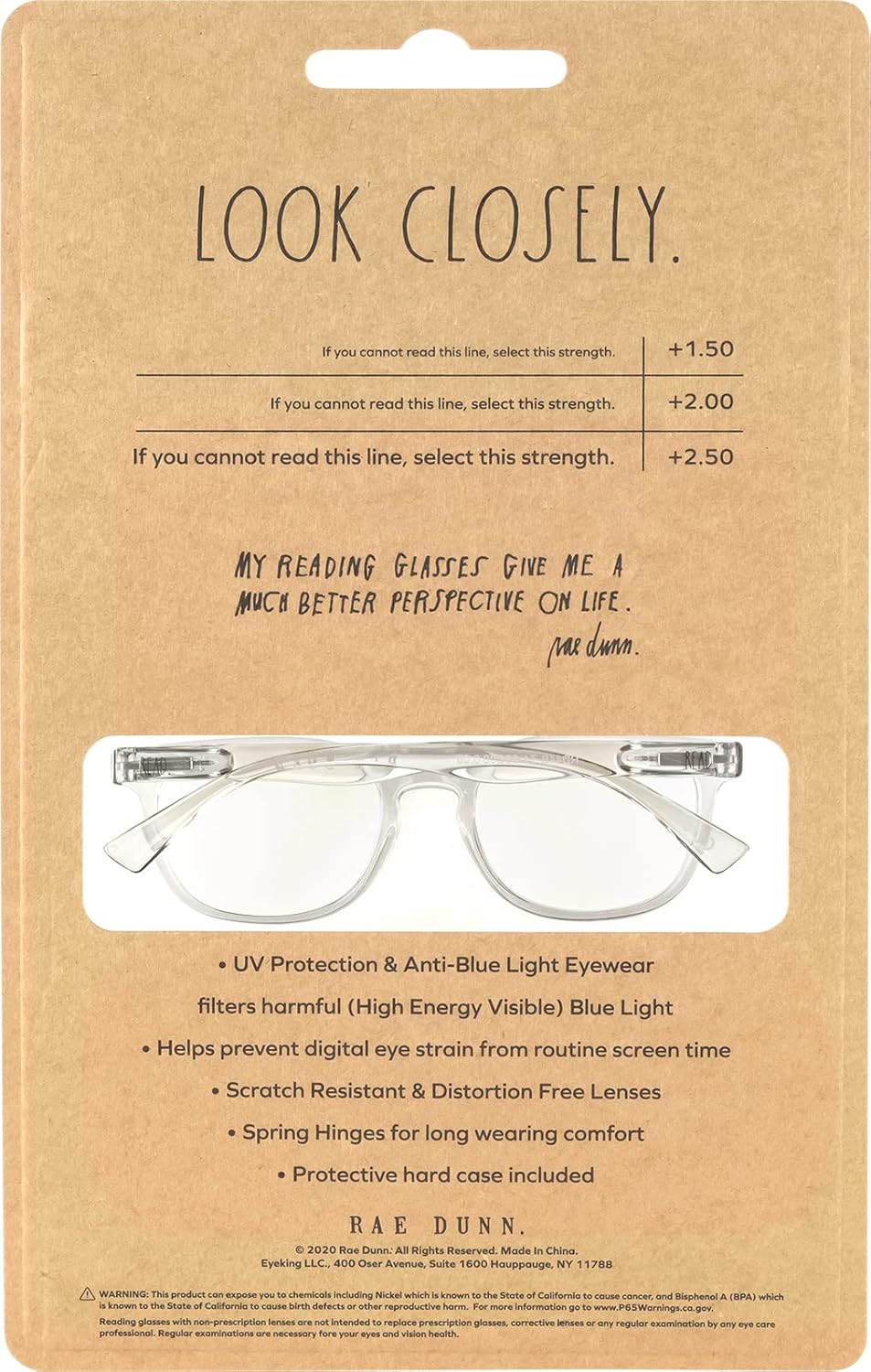 Rae Dunn "JUDY Blue Light Blocking Reading Glasses - 2 Pack w/READ MORE Signature Font Hard Case