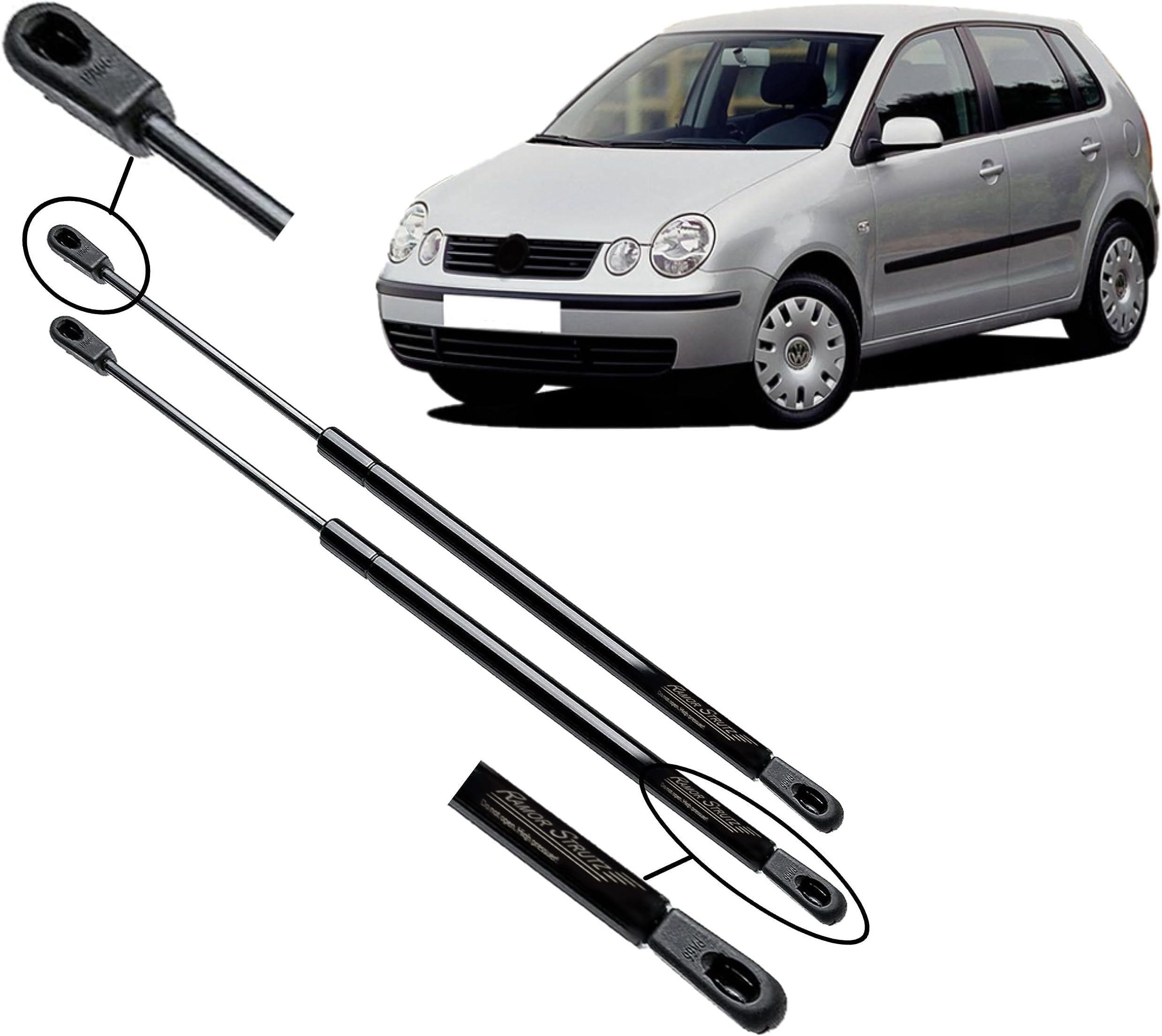 Ramor Strutz Two Boot Gas Struts Compatible with a VW Polo Mk4 9N
