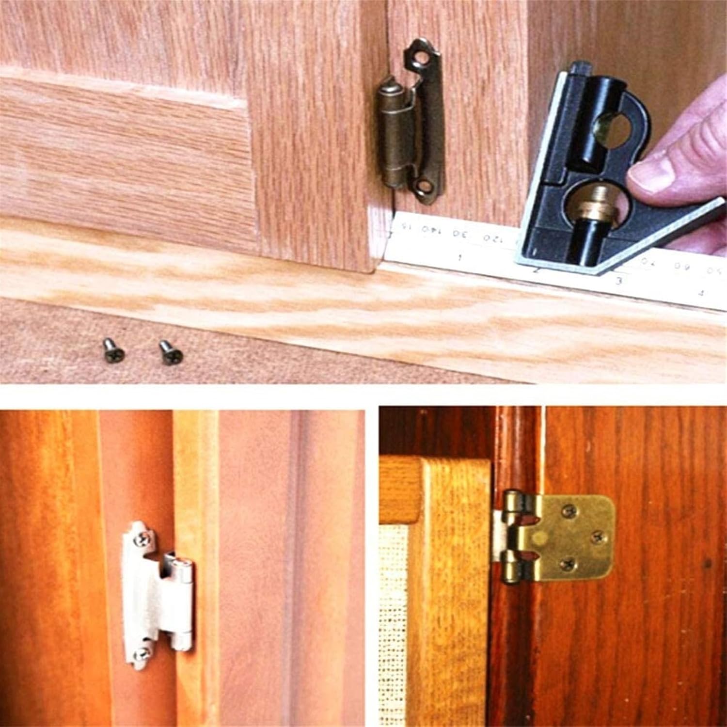 10pcs Cabinet Door Hinges Self Closing Overlay Flush Cabinet Hinge Heavy Duty Door Cupboard Hinges 7 * 4 * 3cm Door Hinges(Nickel)