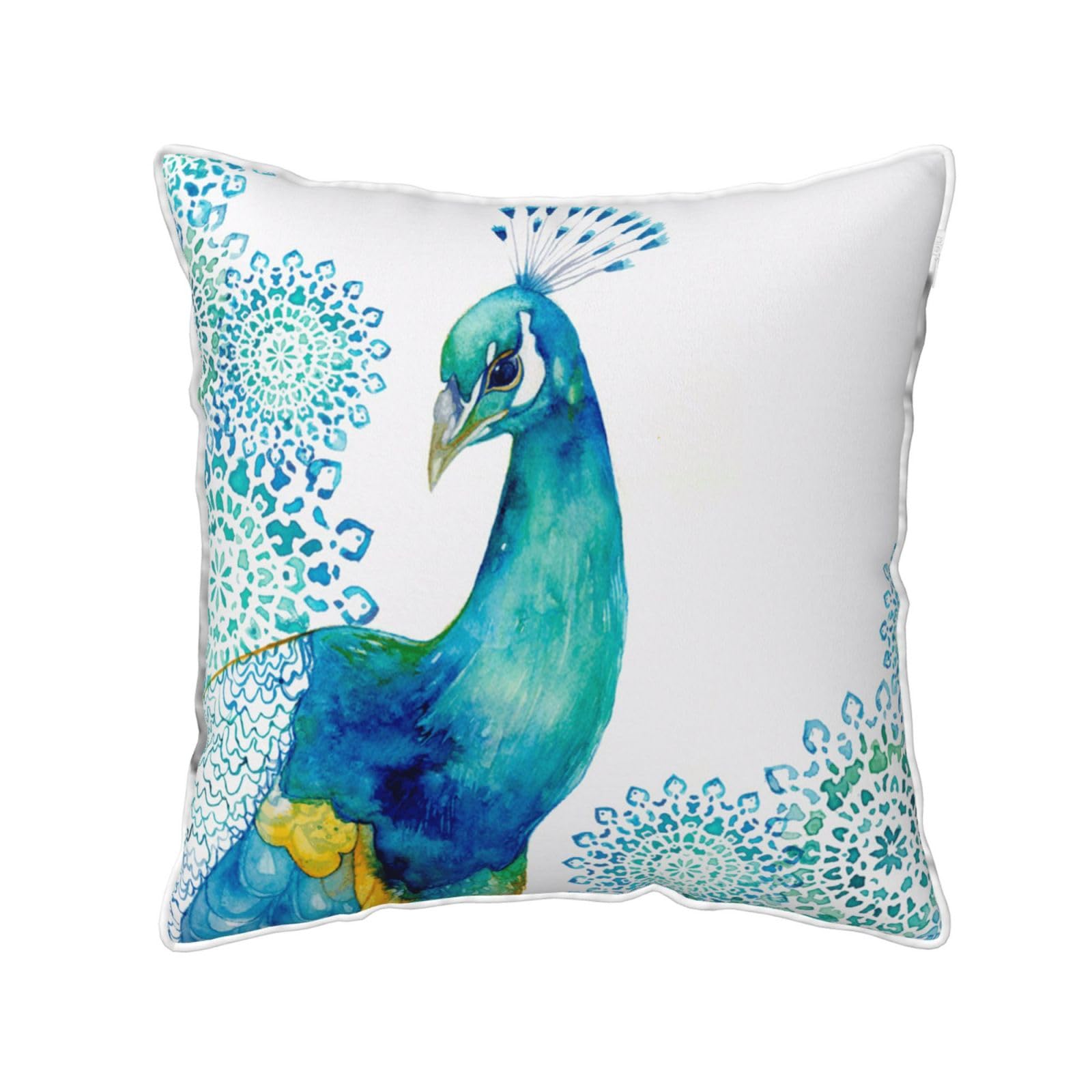 FZGGWYHL Beautiful Peacock and Floral printed Velvet Throw Pillow Cover Pillowcase