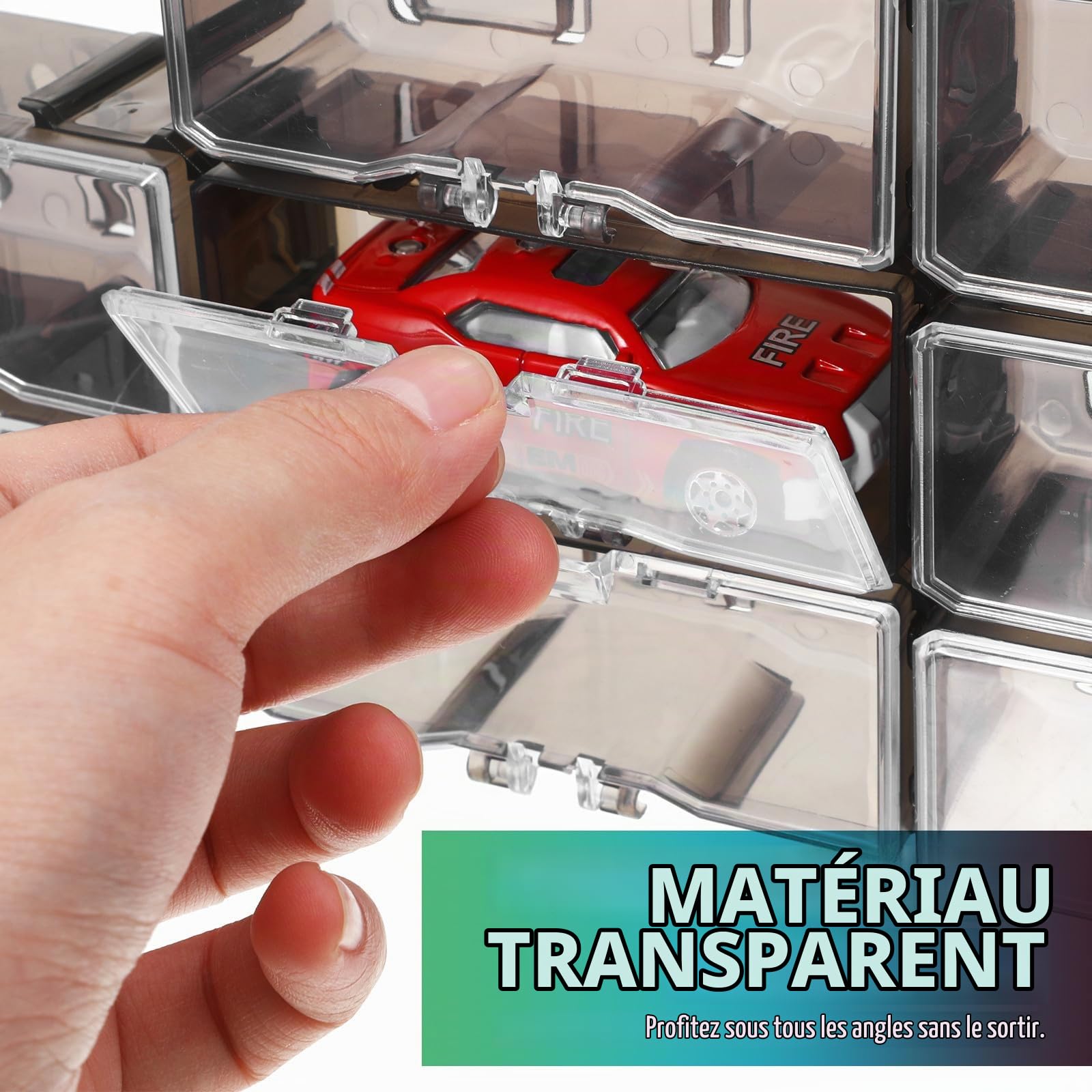 Boîtes de Rangement Élégantes 1/64 Lot de 40 pour Vitrine Voiture Miniature en Plastique Transparent Collection et Exposition de Petites Voitures
