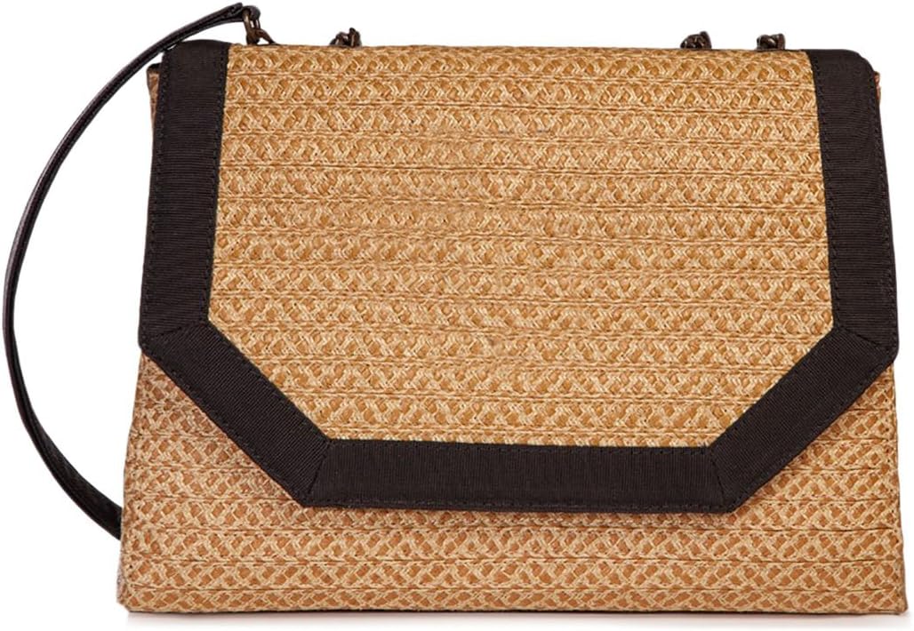 Eric Javits Luxury Fashion Designer Women's Handbag - Hayward - Natural/Black