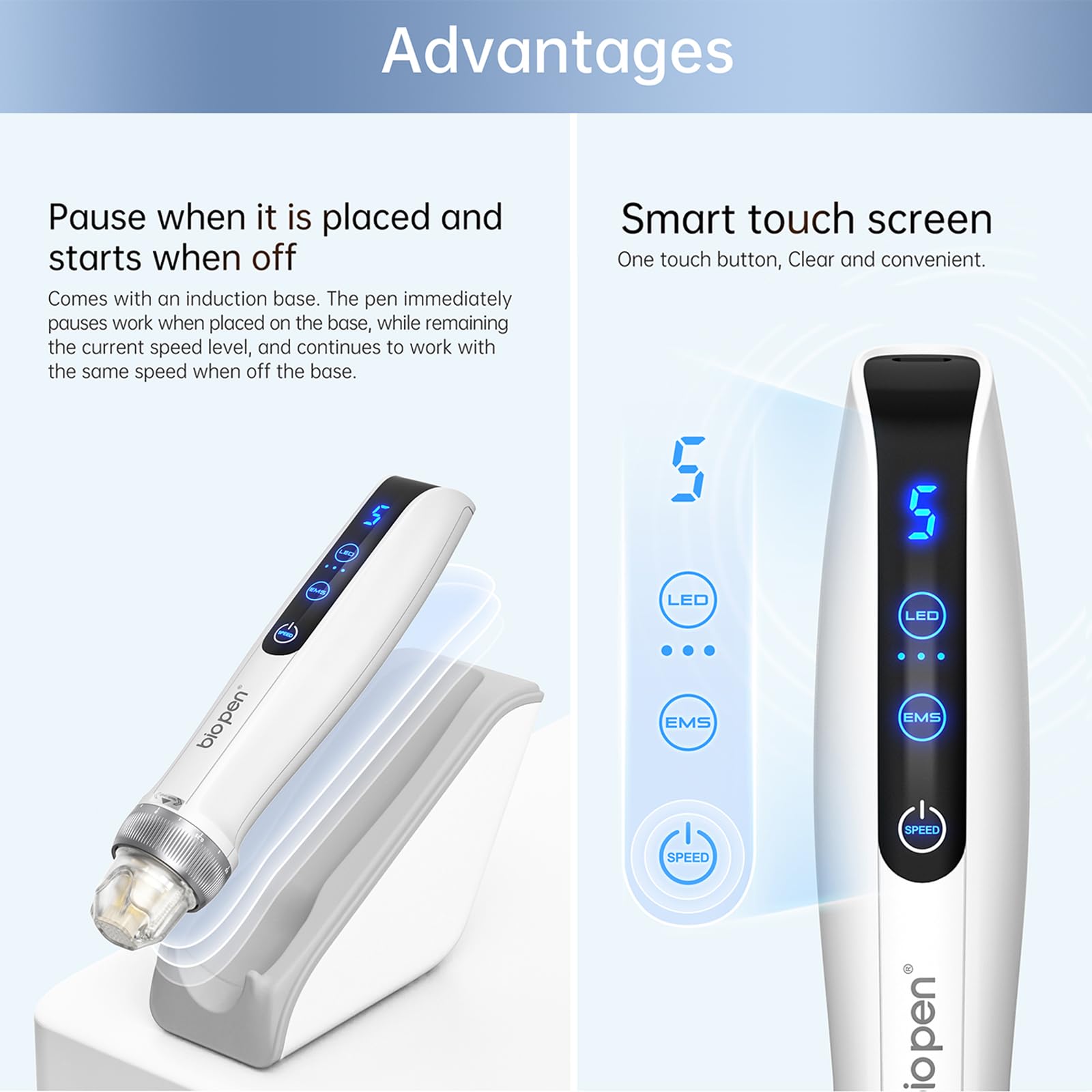 Microneedling Bio Pen Q2 Profesional, Herramienta de Belleza Todo en Uno con Microagujas, EMS y Terapia LED, Microneedle Eléctrico Inalámbrico con Pantalla Táctil, Incluye 5 Puntas de Repuesto