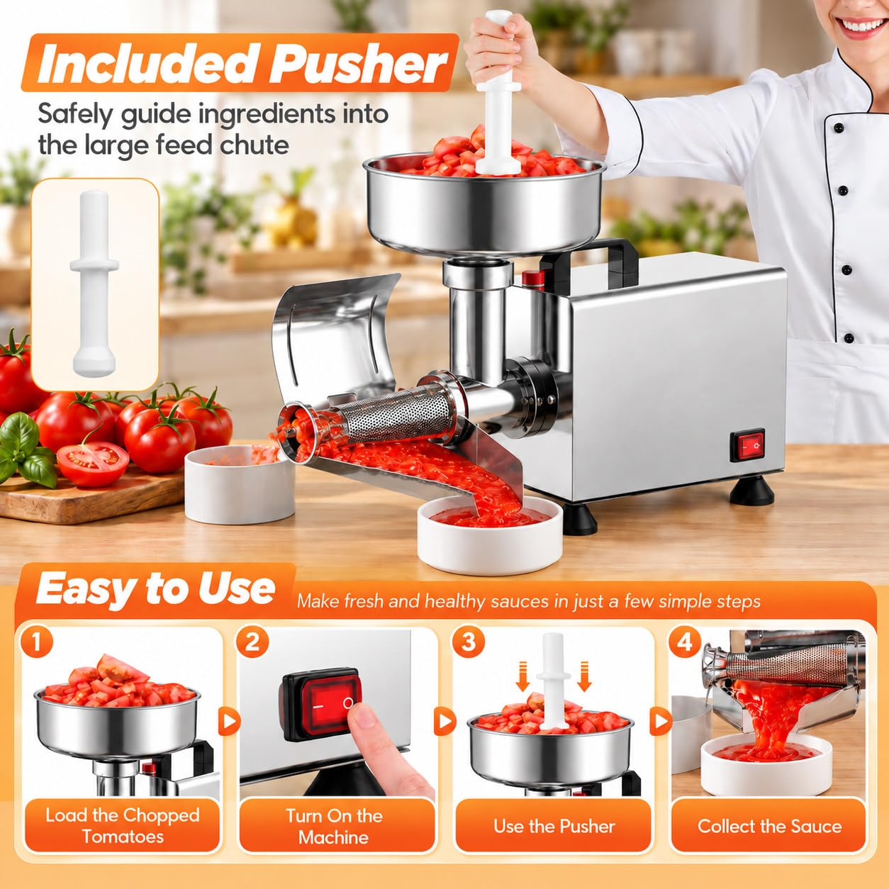 Macchina Elettrica per Confetture 450 W per Pomodori e Frutti di Bosco
