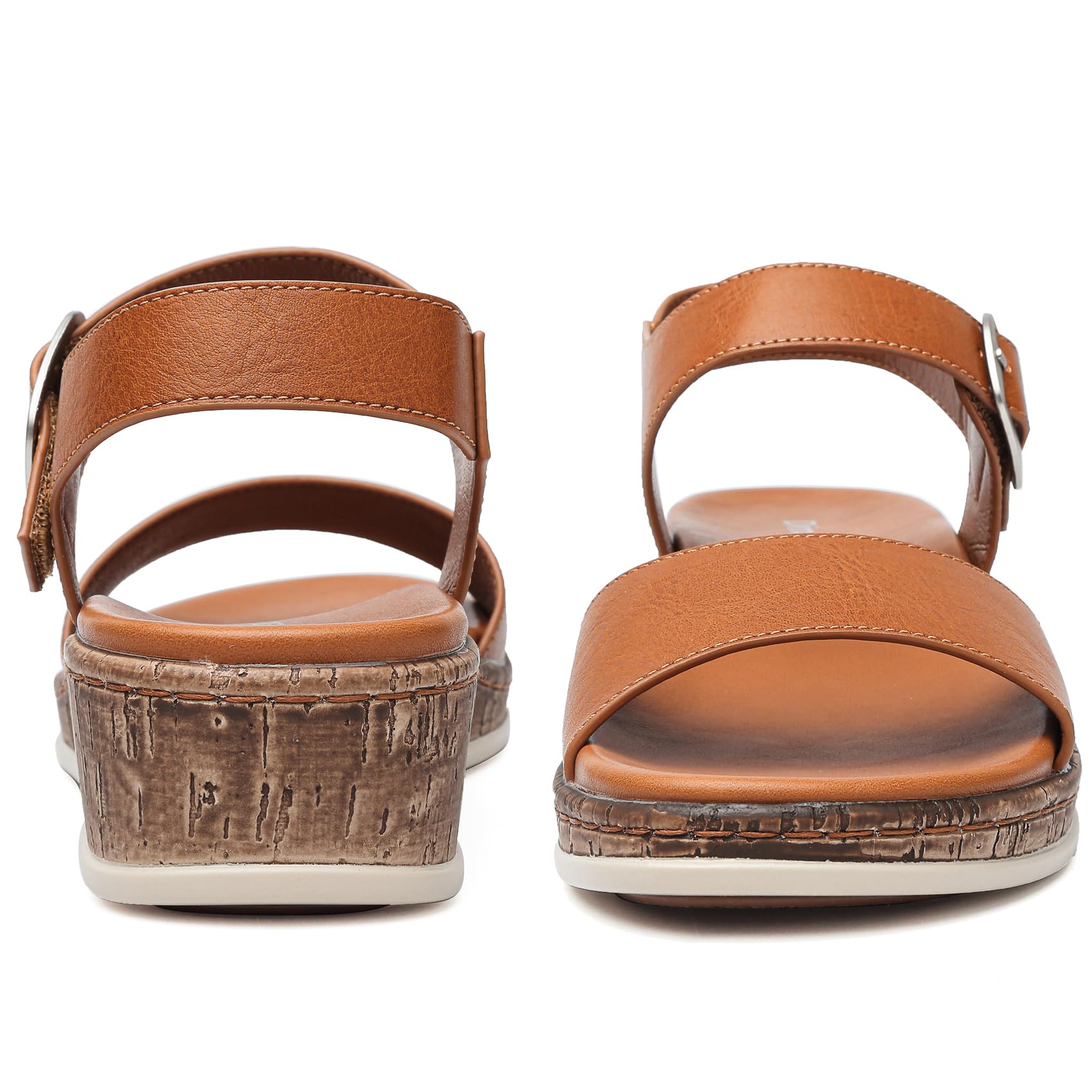 DimaiGlobal Sandalias Mujer con Punta Abierta y Cuña de Verano para Caminar Sandalias con Plataforma Soporte Plantar y Ajuste Seguro con Hebilla