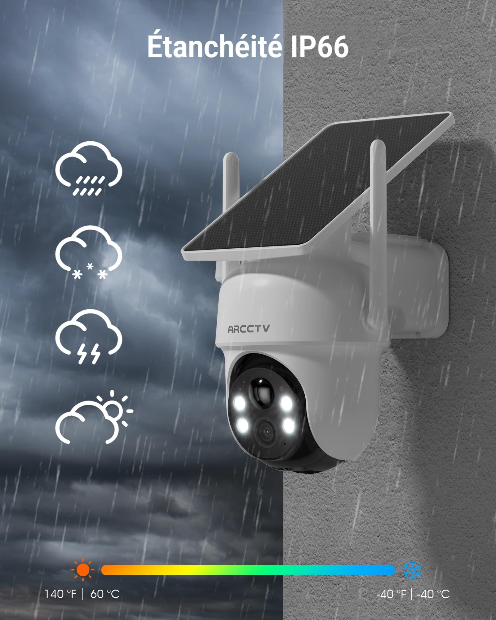 ARCCTV【4MP+360°】Kit Caméra Surveillance WiFi Extérieur, 6CH WiFi-NVR Camera