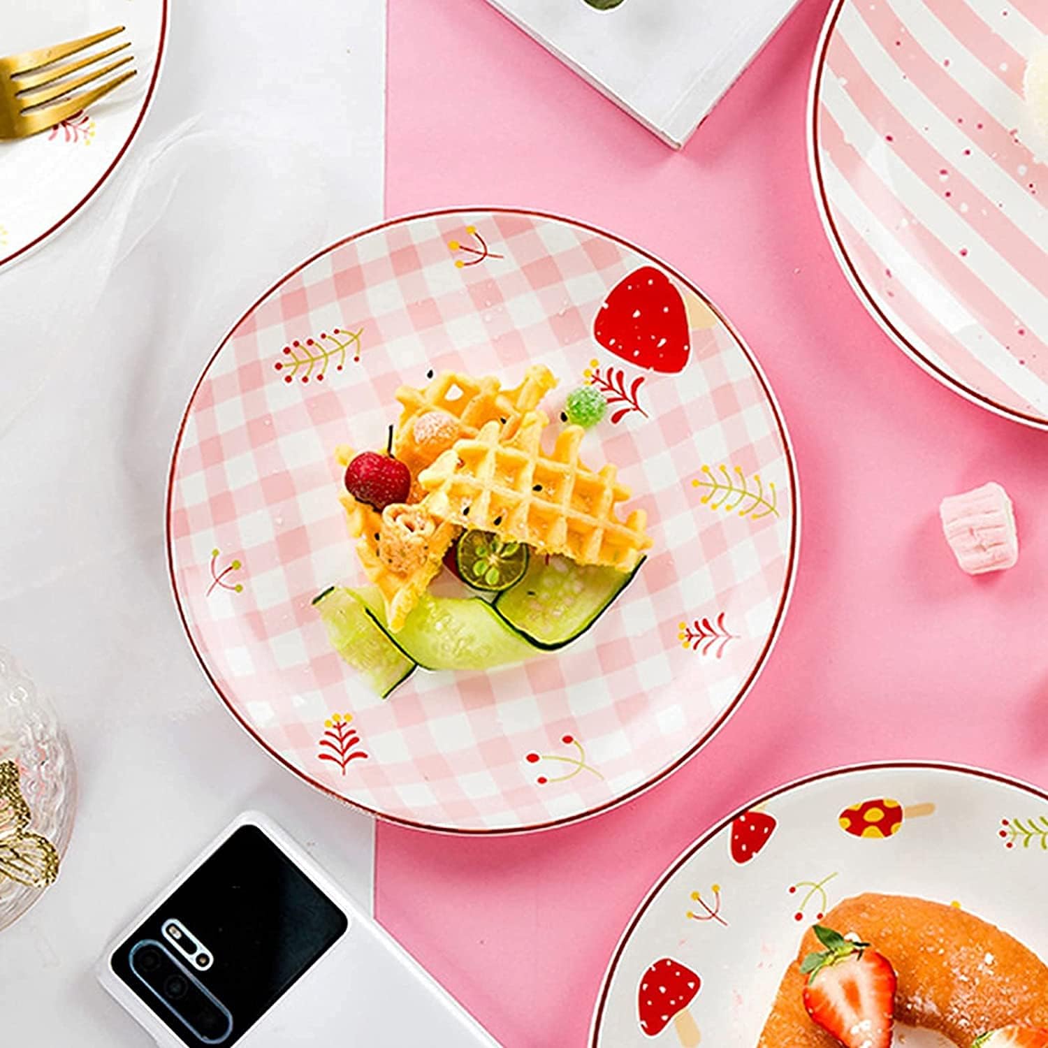 セラミックディナープレートセット - 4ピースウエスタンステーキプレート、家庭用野菜プレート、フルーツプレートディナーウェアセットテ