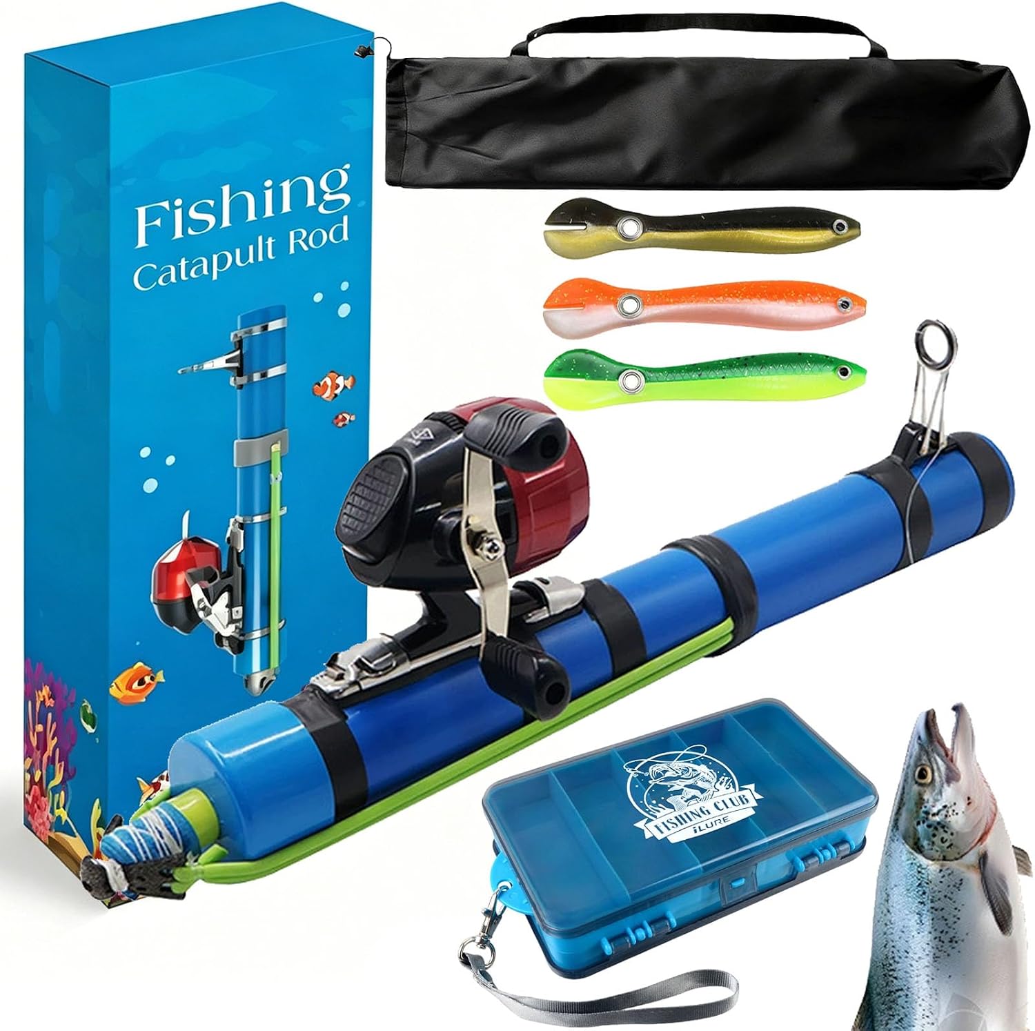 2026 Professional Catapult Fishing Rod + Reel Kit, Portable Fishing Catapult Rod, Slingshot Fishing Reel, Rocket Launcher Fishing Pole for Outdoor Anglers Travel