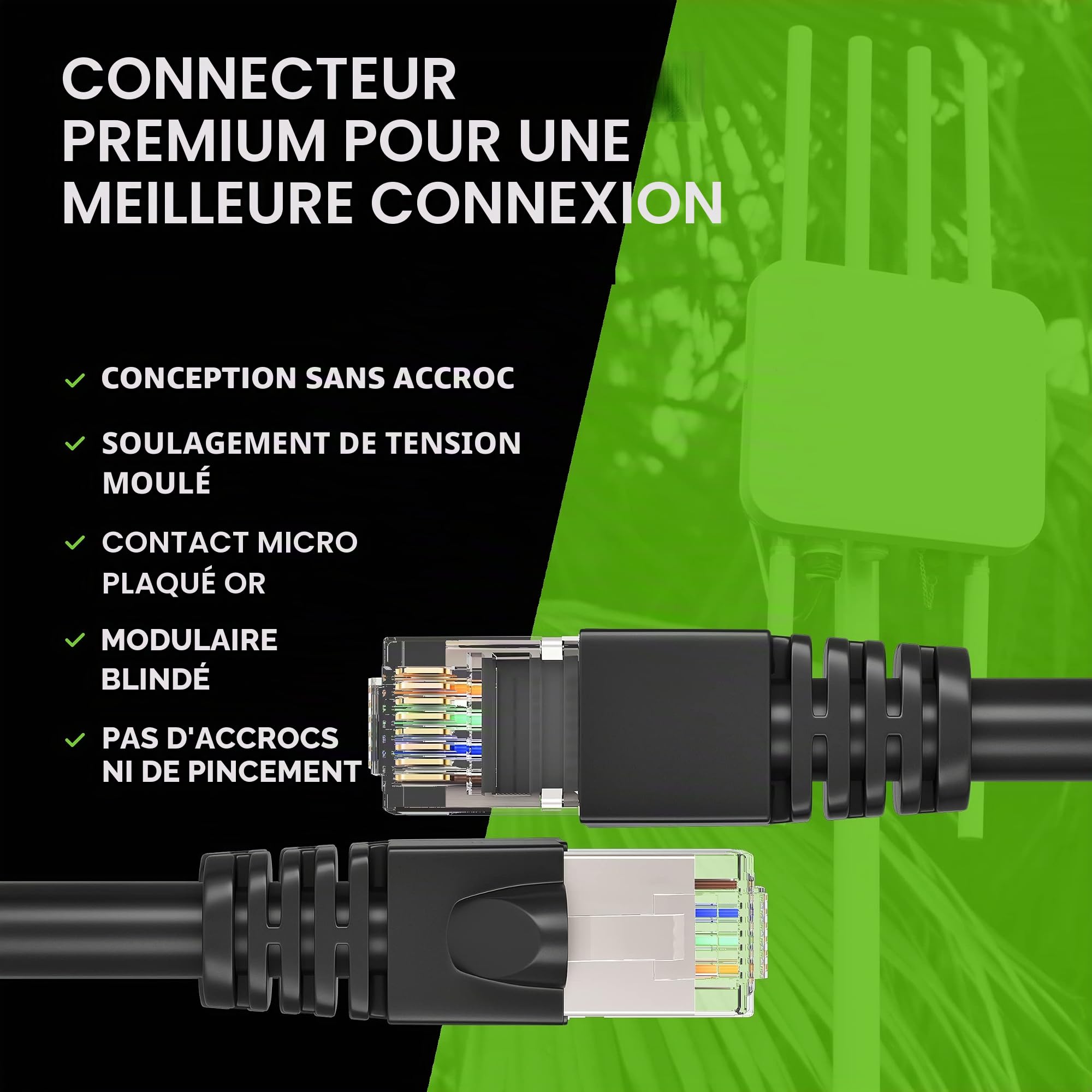 GEARit Câble Ethernet Cat6 pour extérieur (10 m) 23 AWG de cuivre pur, FTP, LLDPE, imperméable, enfouissement direct, mise à la terre, résistant aux UV, POE, réseau, Lan, Internet, Cat 6, câble Cat6