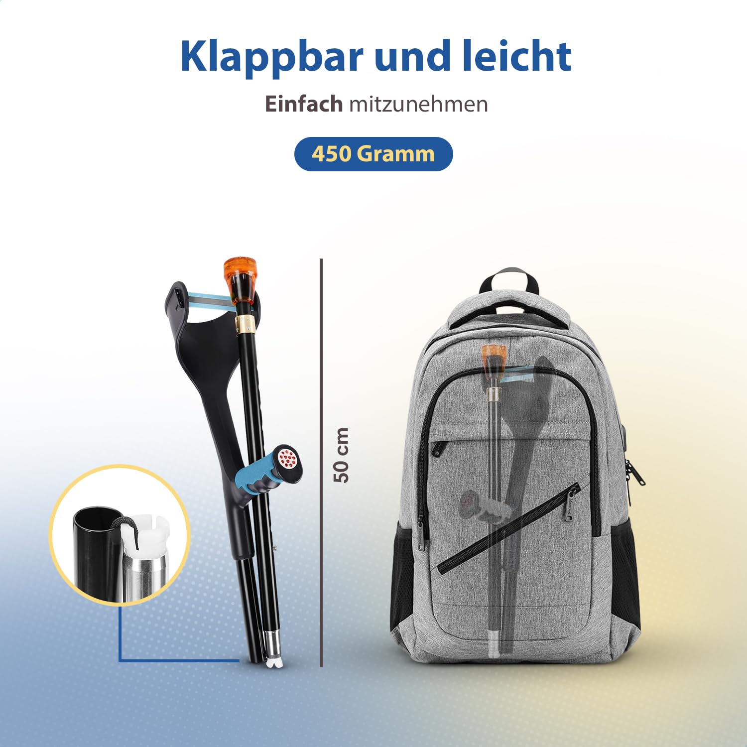 Safe Age® Krücken zur Rehabilitation - höhenverstellbar - Laufhocker - Ellbogenhocker (2 stück)