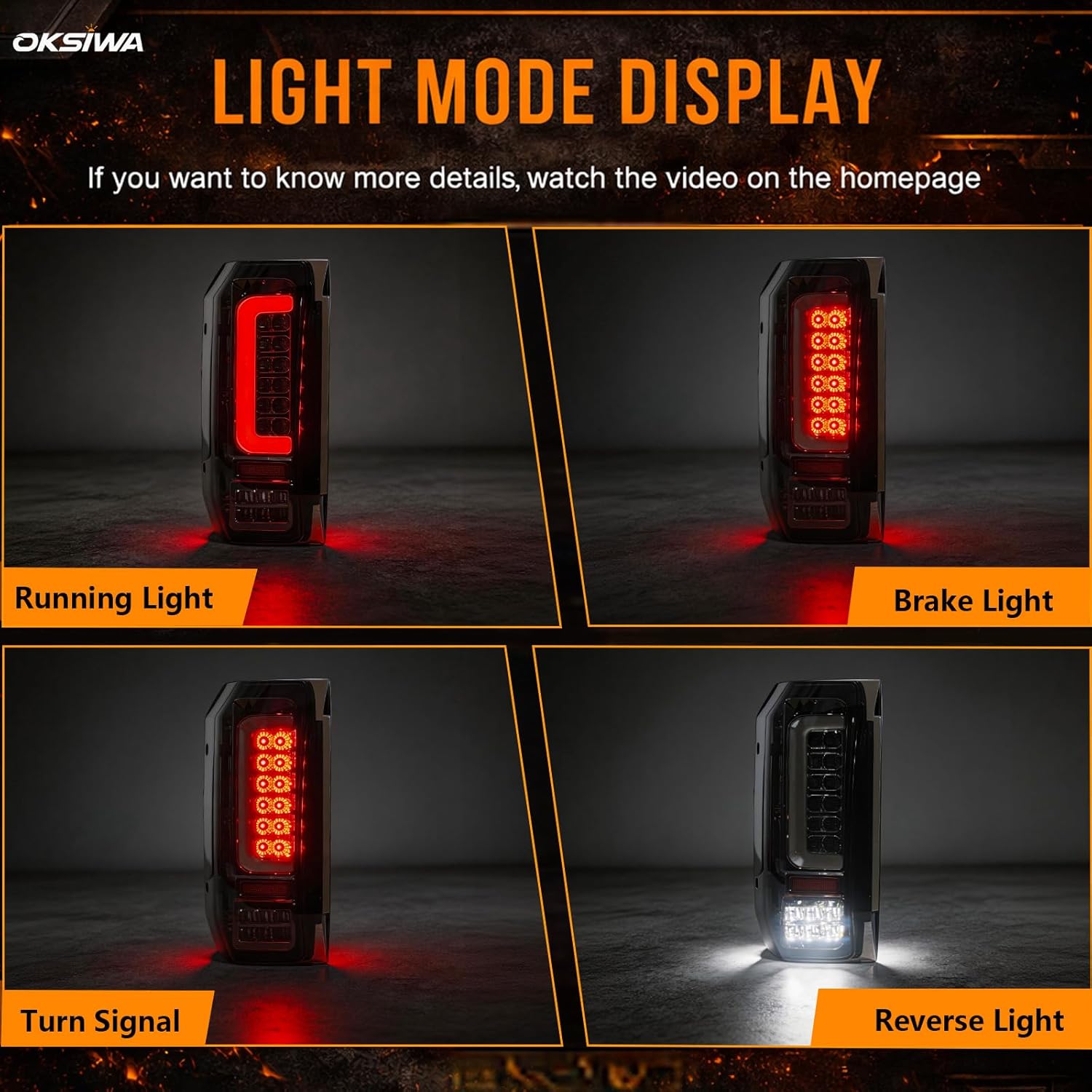 Upgrade LED Tail Lights for 1989–1996 Ford F-150, Bronco, F-250 & F-350, with Started Animation,C Shaped Design Smoked Lens Rear lights,Weatherproof Design,Plug and Play