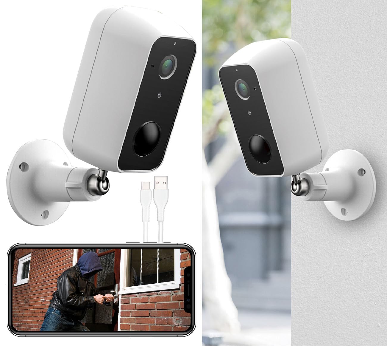 revolt Telecamera esterna con pannello solare, Wi-Fi, app, batteria, Full HD, IP65