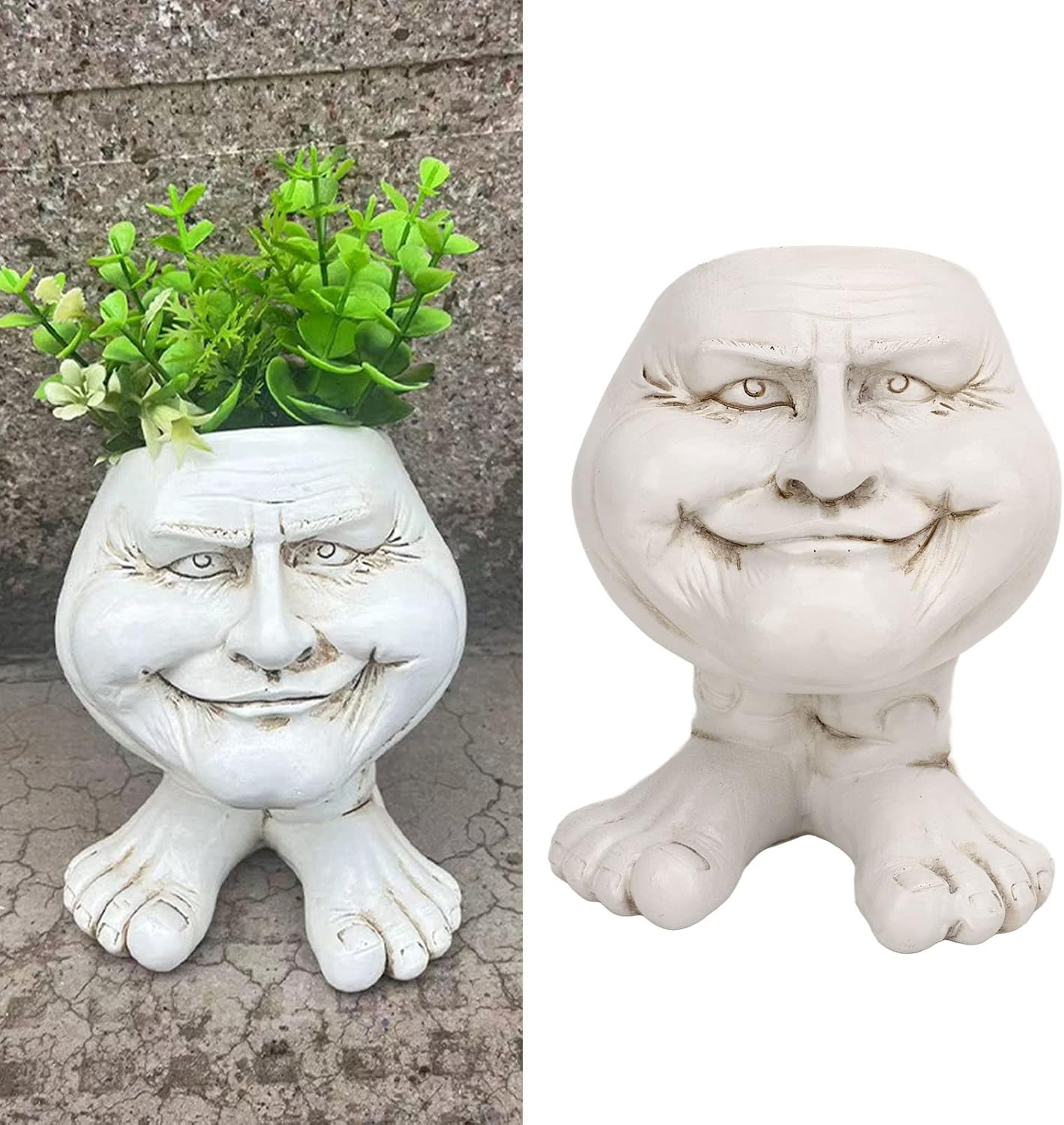 Dilwe Face Planter Pot, Unique Image Face Statue Planter Personalized Head Flower Pot for Indoor Outdoor Plants (Type3)