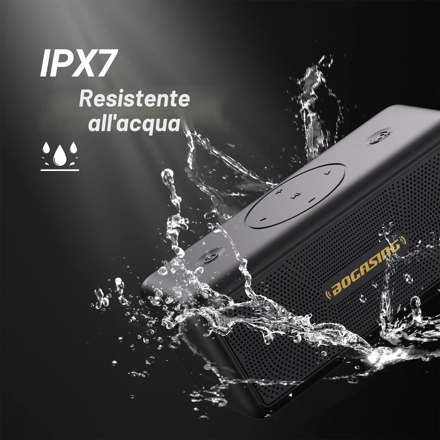 BOGASING Cassa Bluetooth Potente Portatile, M5 Casse Bluetooth 5.3, Bassi Extra 40W e Audio Stereo, 30h di autonomia, Impermeabile IPX7, EQ, USB/TF/AUX Speaker Altoparlante Bluetooth da casa (Nero)