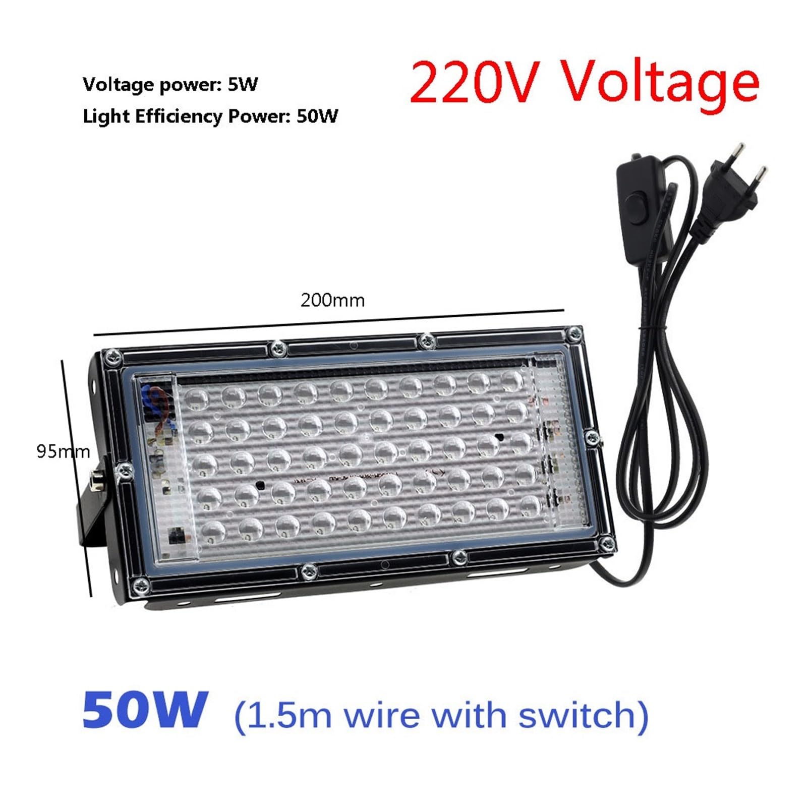 UV-LED-Licht 100W 300W LED UV Schwarz Lichter Bühne Schwarzlicht Ultraviolett Flut Effekt Licht for Halloween Weihnachten Dance DJ Disco party Bar Robust gegen Wasser und Feuchtigkeit(50W_Plug)
