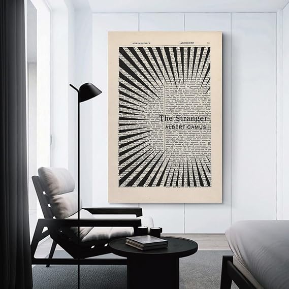 Book Cover Posters The Stranger by Albert Camus Canvas Wall Art Poster For Room Aesthetic And Decor Canvas Painting Posters And Prints Wall Art Pictures for Living Room Bedroom Decor 12x18inch(30x45c