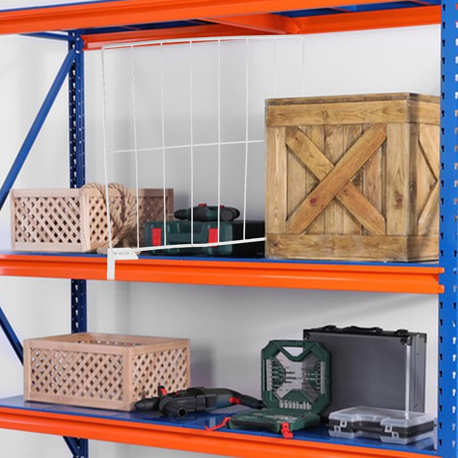 White Iron Shelf Divider for Closet Organization and Pantry