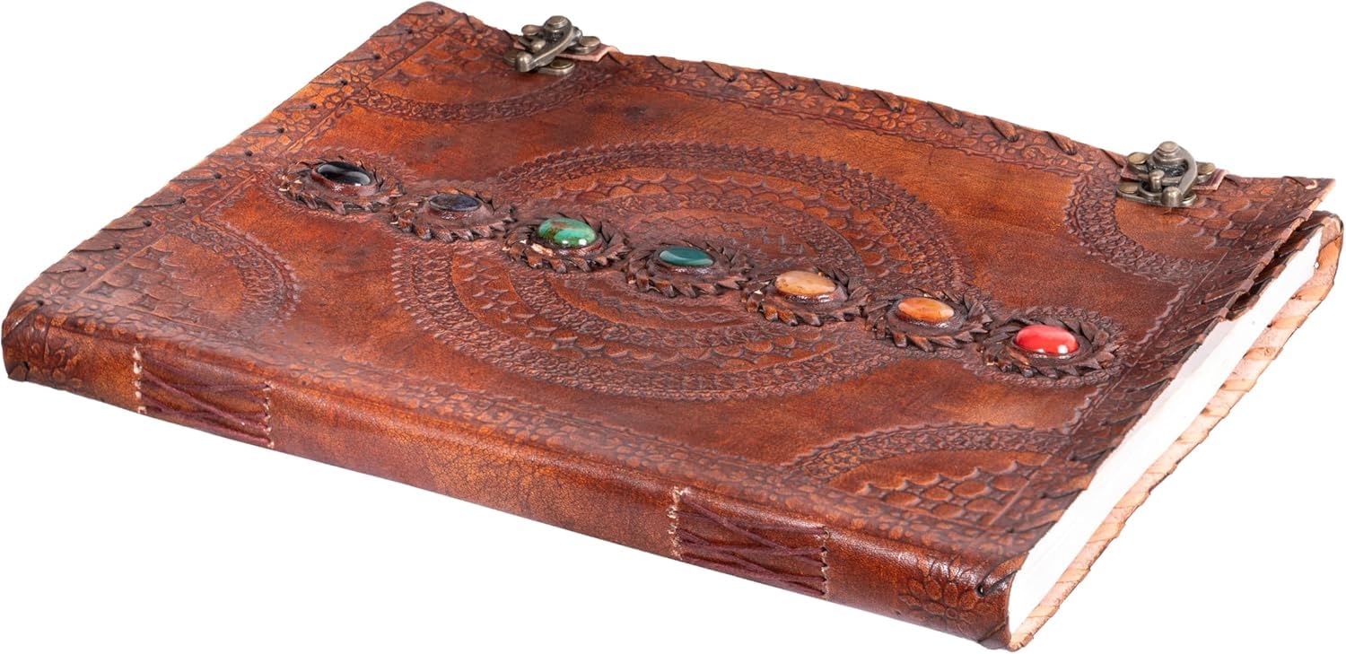 Vintage Fashion Leather Diary Handmade Paper Notebook Journal For Writing Notes Gifts And Memories Girl Boy Men Women Embossed With Metal Lock, 200 Pages 1