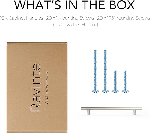 Miniatura 5 de Ravinte Paquete de 10 manijas de gabinete de 10 pulgadas, níquel cepillado, manijas de gabinete de cocina, tiradores de gabinete de cocina con