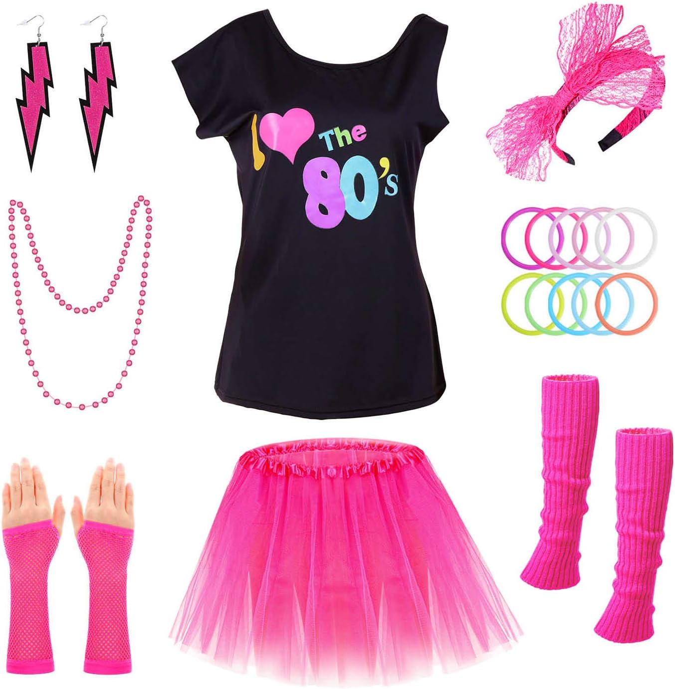 PAXCOO 80s Costumes for Women, 80s Accessories for Women