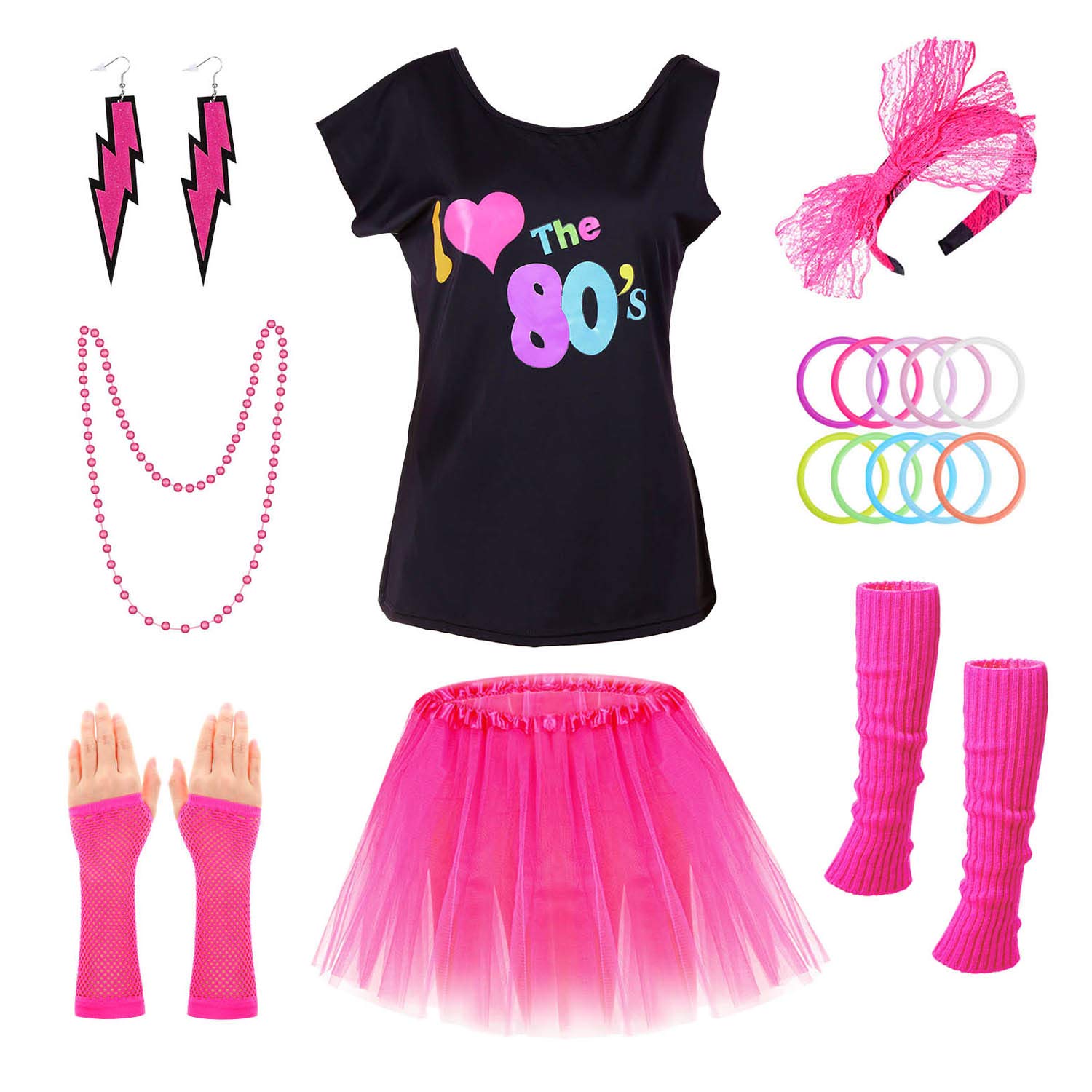 PAXCOO 80s Costumes for Women, 80s Accessories for Women