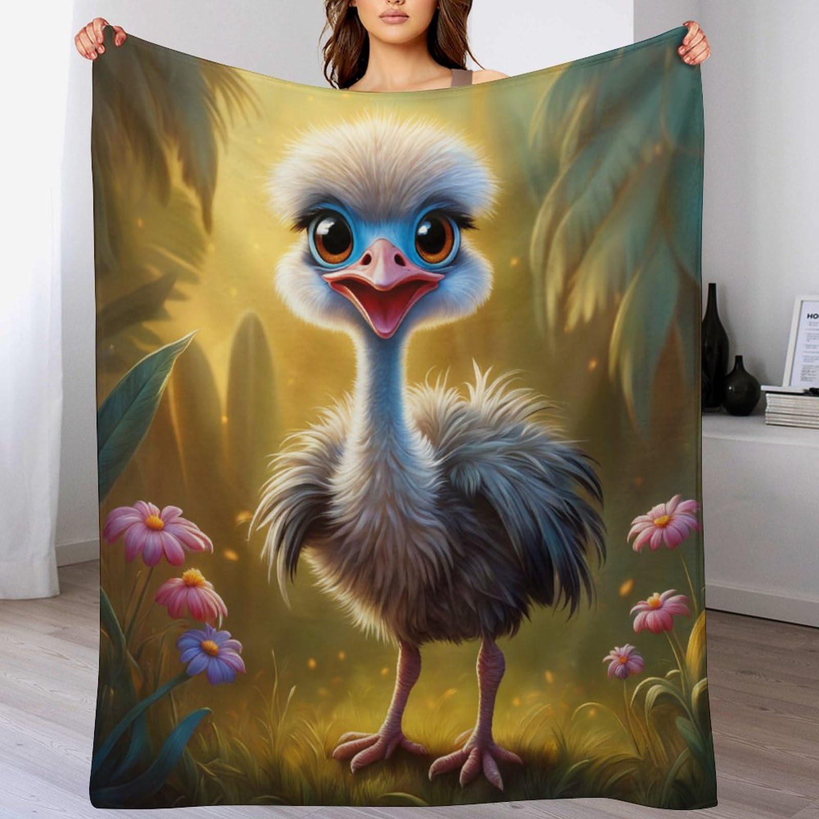 Couverture douce et moelleuse en flanelle d'autruche pour adulte et enfant 100x130 cm