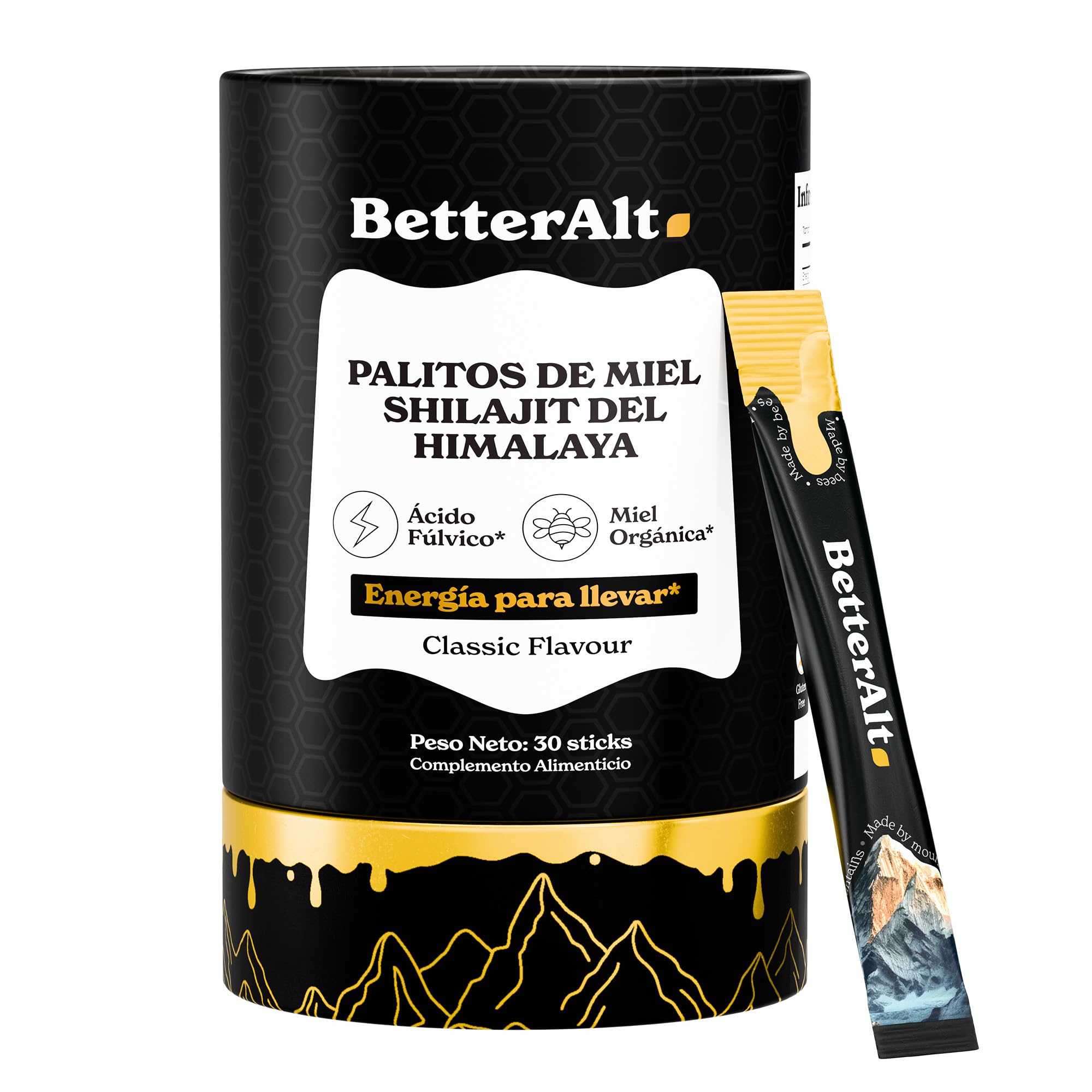 Better Alt Pure Himalayan Shilajit/Shilajeet Energy Sticks with Organic Honey,Naturally Sweeter & Tastier|Helps muscle recovery|Boosts Strength & Improved energy, 85+ Trace Minerals,75%+ Fulvic Acid