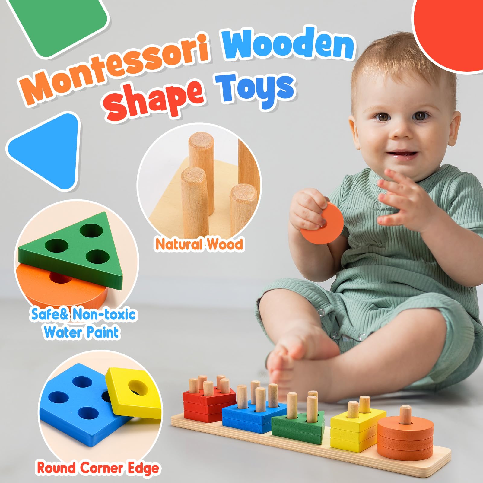 Montessori Spielzeug Ab 1 Jahr – Holzspielzeug Mit Tierwagen, 20 Blöcken, Fördert Feinmotorik & Lernspaß