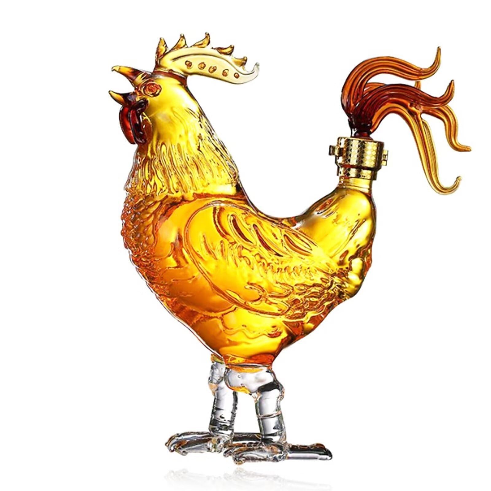 500ML/1000ML Decantador Whisky Arte Escultura - Escultura De Decantador De Whisky Con Forma De Gallo En 3D, Botella De Vino De Cristal Con Forma De Animal, Estatua Decorativa