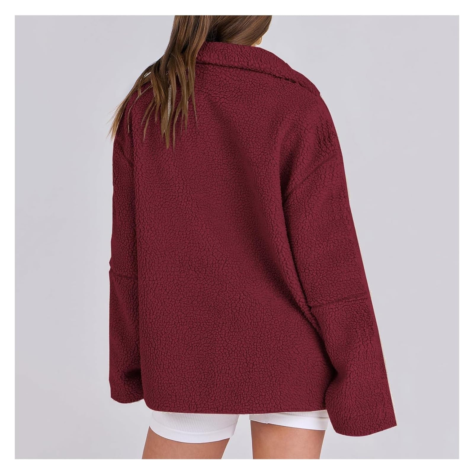 Teddy Jacket Femme Hiver Teddy Veste Polaire Double Curseur Zip Veste D'hiver Loisirs Extérieur Manteau Polaire Manteau D'hiver Thermique Teddy Revers Uni Veste S-XXL