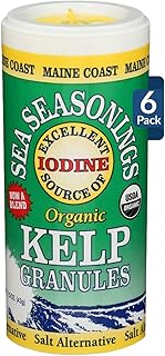 Maine Coast Sea Vegetables Kelp Granules Blend | Organic Seaweed Snacks | Sustainably Harvested | Low Sodium Salt Alternative | Rich in Iodine & Minerals | Ideal for Soups, Salad | 1.5 oz (Pack of 6)