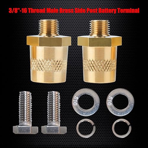 Miniatura 4 de Ampper Postes de carga de terminal de batería de poste lateral de latón macho de 38"-16 roscas, poste lateral estándar adaptador de poste de batería