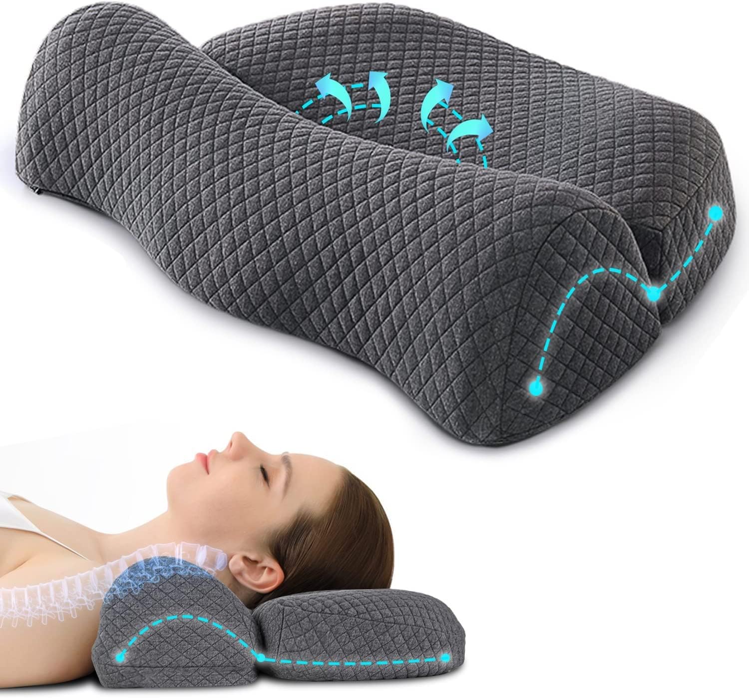 Sabia Neck Pillow Memory Foam Pillows,Contour Pillows for Neck and Shoulder Pain, Ergonomic Pillow for Sleeping, Orthopedic Pillows for Neck Pain, Sleeping for Back, Side Sleeper