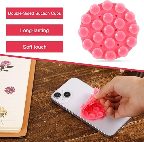 Miniatura 3 de lasuroa Soporte de teléfono de succión de doble cara, soporte redondo de silicona con ventosa para teléfono, funda multifuncional con succión para