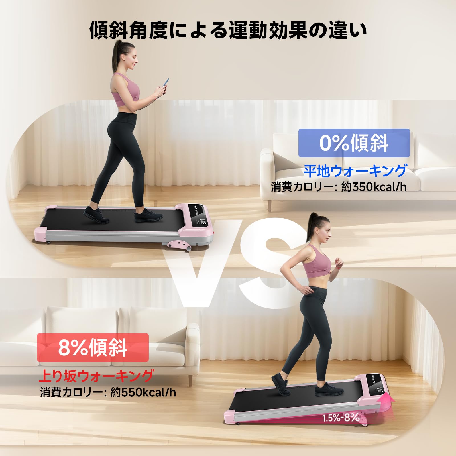 RHYTHM FUN ルームランナー 家庭用 静音設計 傾斜対応 ウォーキング。