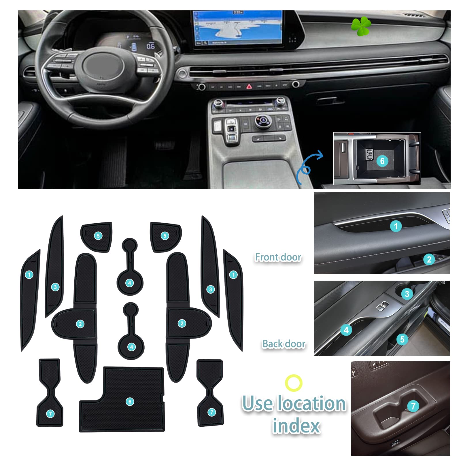 Snapklik.com : For 2024 2025 Hyundai Palisade Door Slot Mats 2025 ...