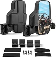 KEMIMOTO UTV Side Mirrors for 1.6-2" Roll Cage - Fits Polaris RZR, Can-Am Maverick X3, Kawasaki Mule, Rhino - Shatterproof Tempered Glass, Adjustable