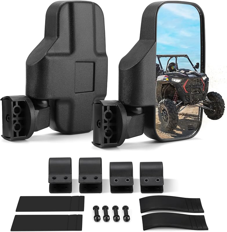 Espejos UTV KEMIMOTO Los espejos laterales UTV se adaptan a una jaula antivuelco de 1,6 a 2 pulgadas | Compatible con Polaris RZR 900 1000 Can Am Teryx Mule Rhino YXZ Zforce Pioneer 1000/700 Vidrio templado a prueba de roturas