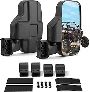 KEMIMOTO UTV Mirrors UTV Side Mirrors Fits 1.6-2 IN Roll Cage Compatible with Pioneer Polaris RZR 900 1000 Can Am Kawasaki Mule Rhino YXZ Zforce Shatter Proof Tempered Glass