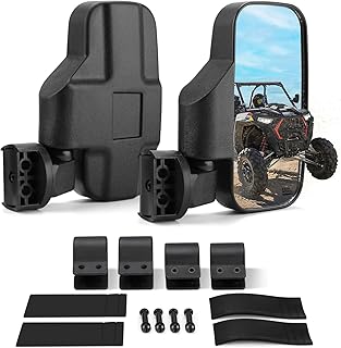 KEMIMOTO UTV Mirrors UTV Side Mirrors Fits 1.6 inch to 2 inch Roll Cage Compatible with Polaris RZR 900 1000 Can Am Kawasaki Mule Rhino YXZ Zforce Pioneer 1000/700, Shatter Proof Tempered Glass