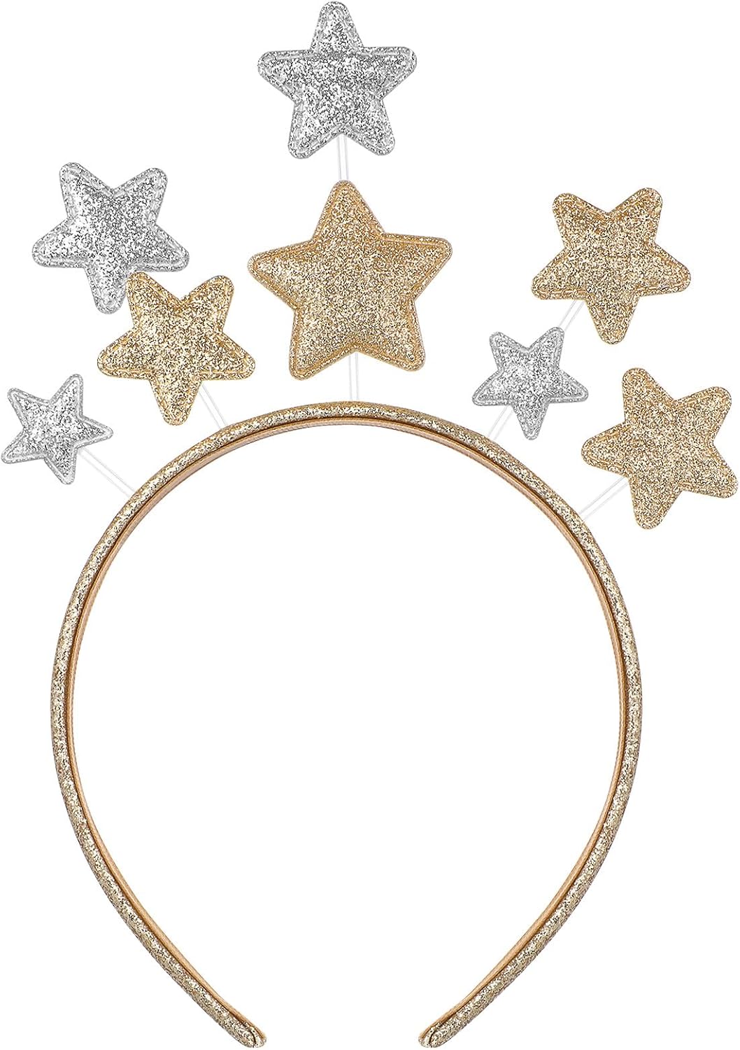 TOYANDONA Glitter Star Headband - Gold And Silver Five-pointed Star Headpiece Hair Hoop for Party Festival Holiday Birthday Hair Accessories