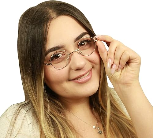 Miniatura 5 de ShadyVEU - Marco circular de metal pequeño estilo hippie redondo retro a la moda lentes transparentes UV para hombres y mujeres lentes de ojo S