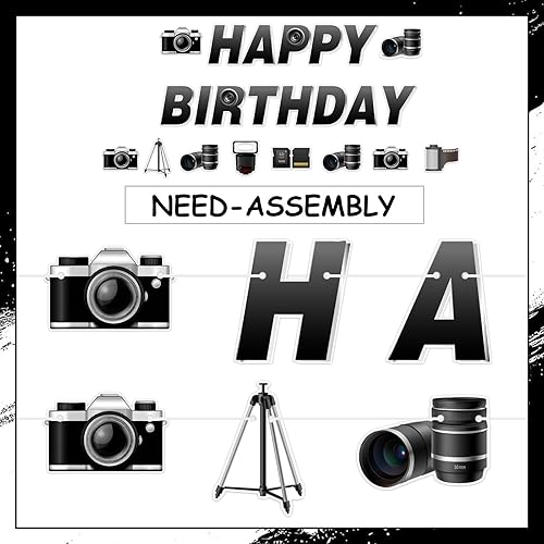 Miniatura 6 de Decoración de fiesta de cumpleaños para fotógrafo, guirnalda con temática de fotografía, pancarta de feliz cumpleaños, guirnalda de cámara para