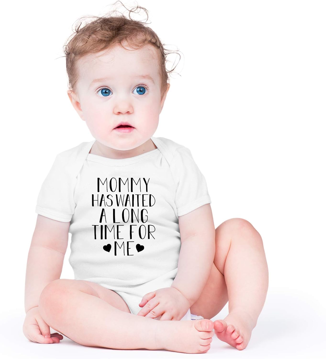 AW Fashions Mommy Has Waited A Long Time For Me Baby Bodysuit Funny Cute Unisex Newborn Outfit Boys Girls