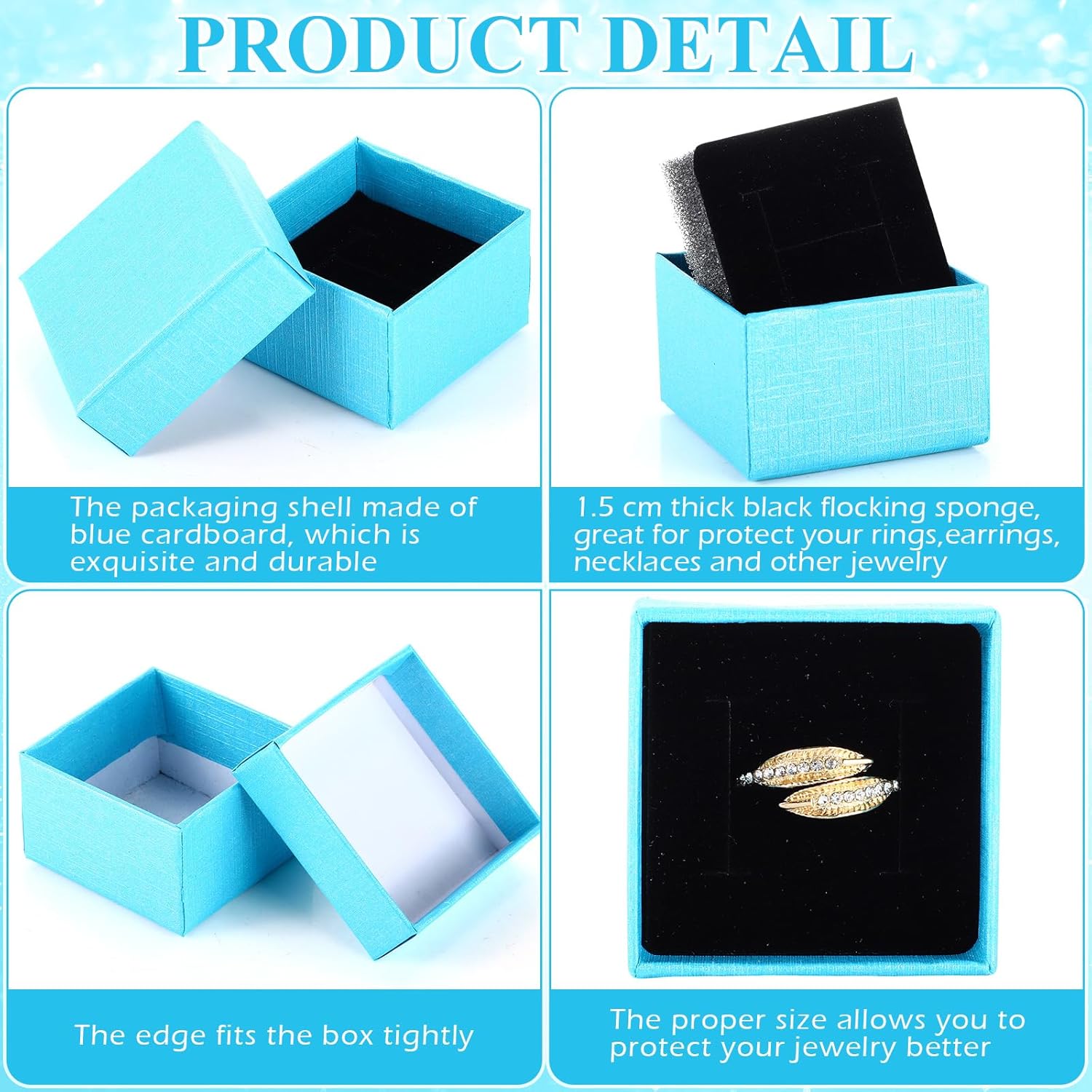 Yinkin 72 Pcs Jewelry Ring Gift Boxes Bulk 2 x 2 x 1.2 Inch Ring Necklace Earring Boxes for Weddings Christmas