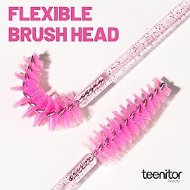 Teenitor 200pcs Lip Applicators Disposable and Mascara Wands, 100pcs Lip Wands, 100pcs Disposable Mascara Wand, Crystal Pink